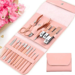 16 PCs Nail Clipper/Manicure & Pedicure Kit-Rose